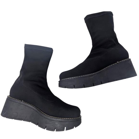 La Canadienne Jared Black Knit Waterproof Platform Boots Women’s 8 - Picture 6 of 7